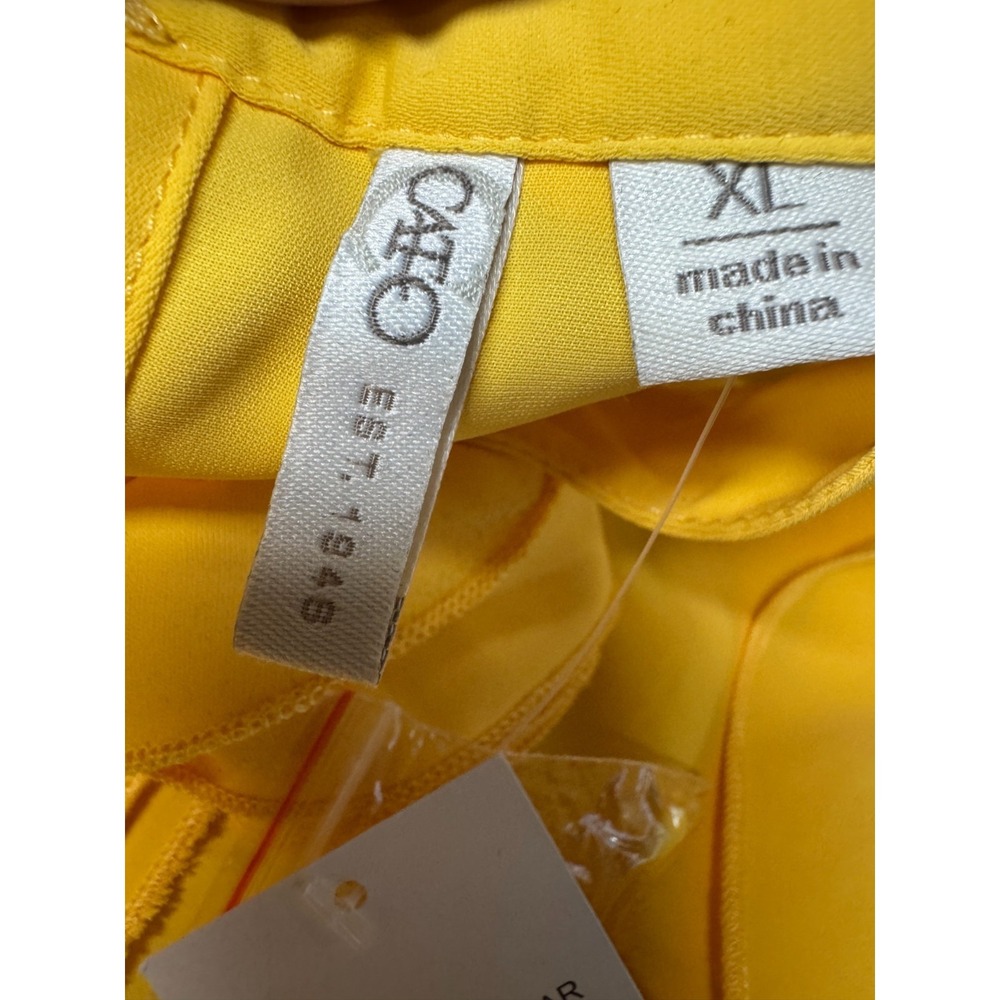 Cato Yellow Ruffled Frills Sleeveless Rosette Top XL Resortwear Tropical Boho - Picture 11 of 16
